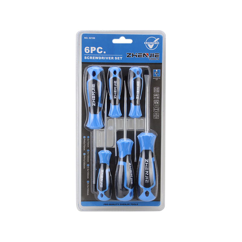 6 buah Set Obeng Slotted & Phillips Pegangan yang Dirancang Secara Ergonomis