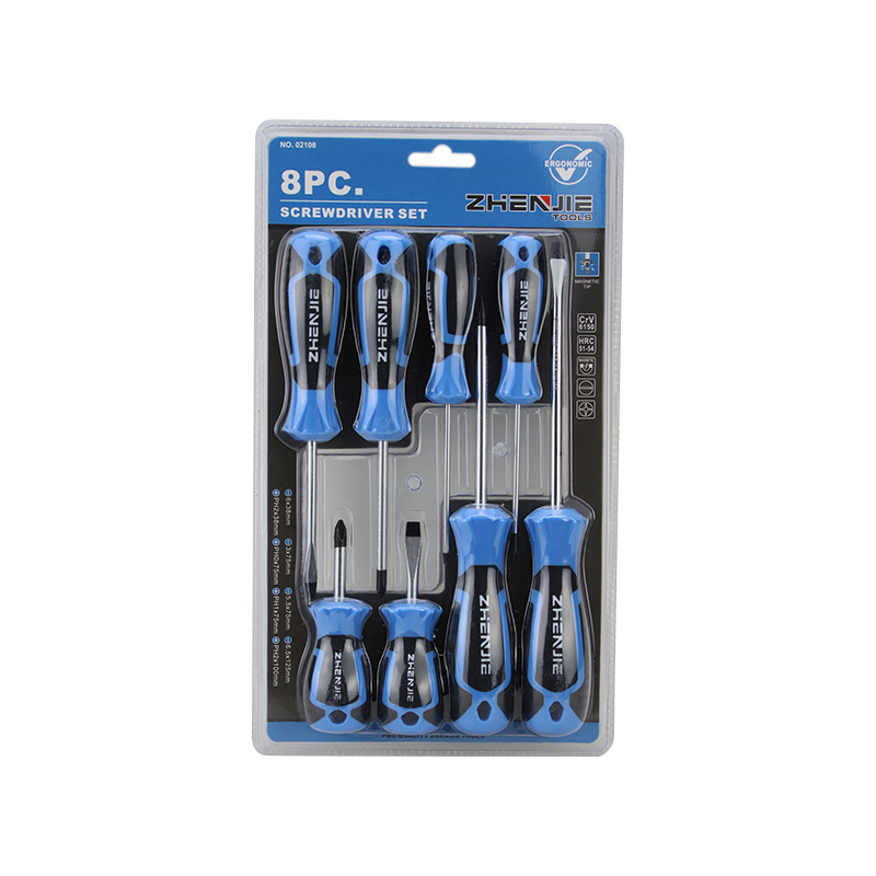 8 buah Set Obeng Slotted & Phillips Pegangan yang Dirancang Secara Ergonomis