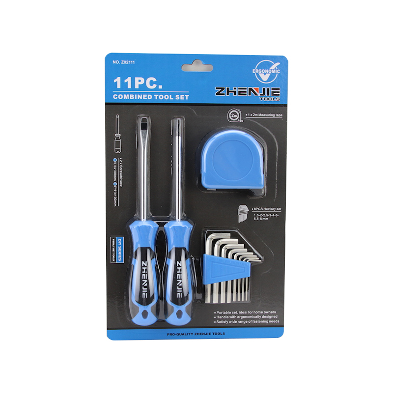 11 buah Set Pita Pengukur Kunci Hex Obeng CRV Slotted & Phillips