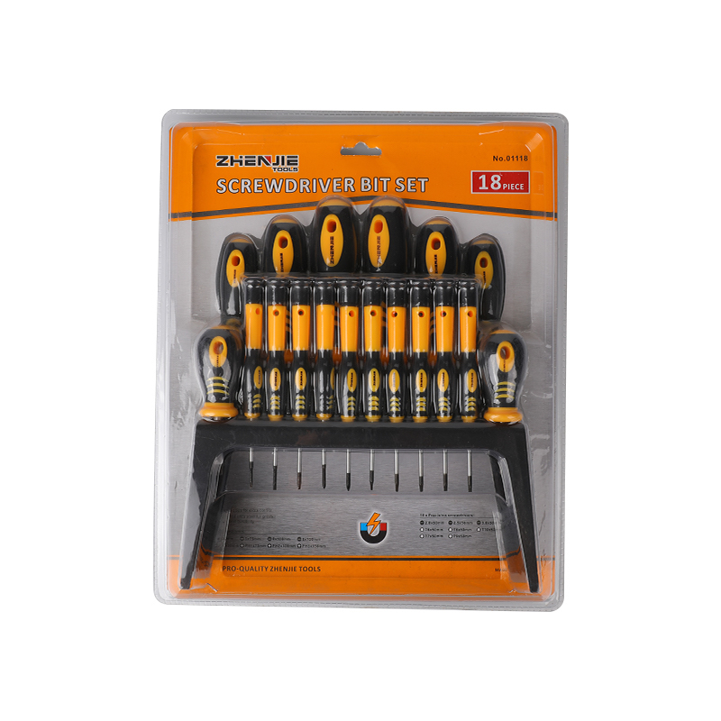 18 buah Rak Plastik & Set Obeng Phillips & Torx Berlubang Kemasan Blister Ganda