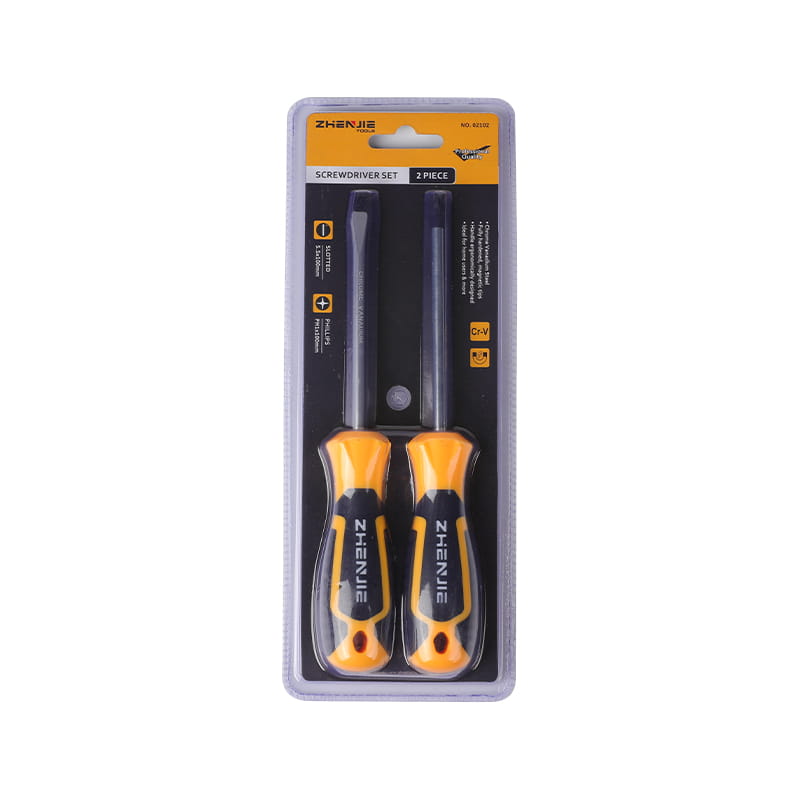 2 buah Set Obeng Slotted & Phillips Pegangan yang Dirancang Secara Ergonomis
