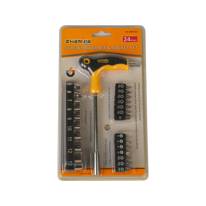 24 buah Set Bit CRV Phillips Torx Pozidriv Berlubang Gagang T