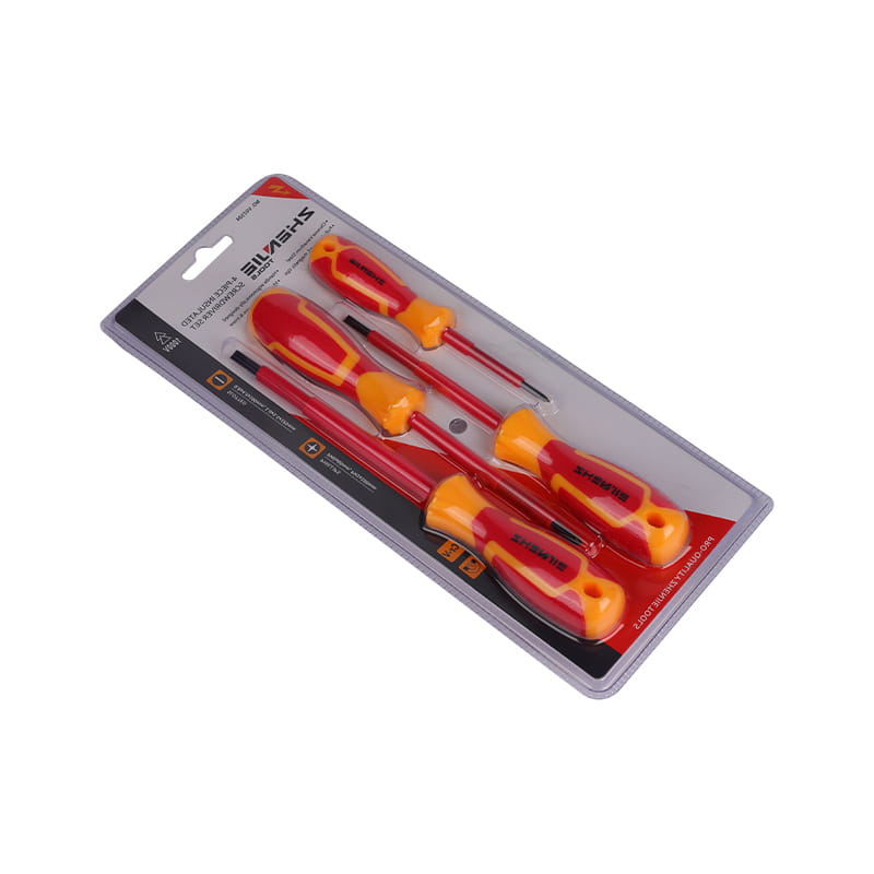 4 buah set obeng berinsulasi ergonomis dengan pegangan 1000V