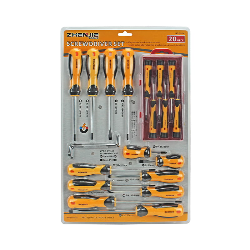 20 buah Set Obeng Phillips dan Torx Berlubang Kemasan Blister Ganda