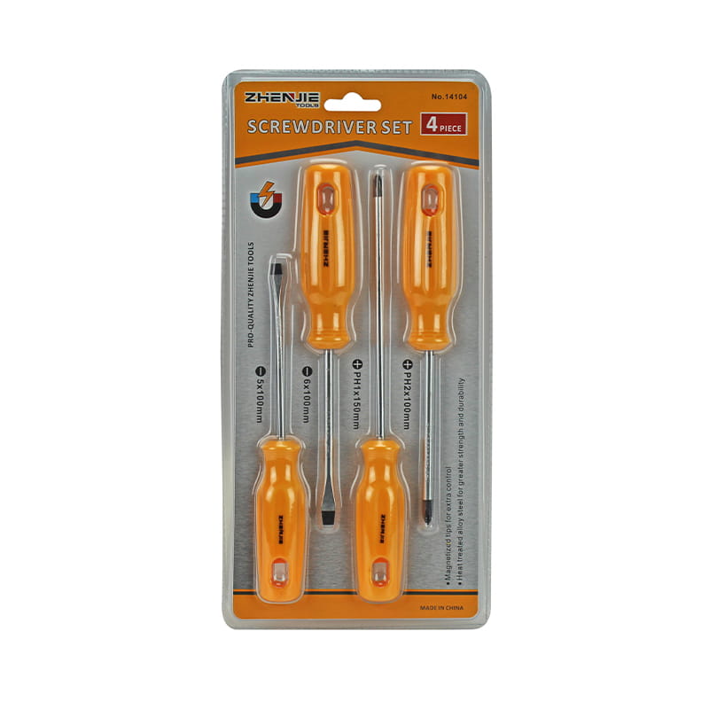 4 buah Set Obeng CRV Pegangan yang Dirancang Secara Ergonomis