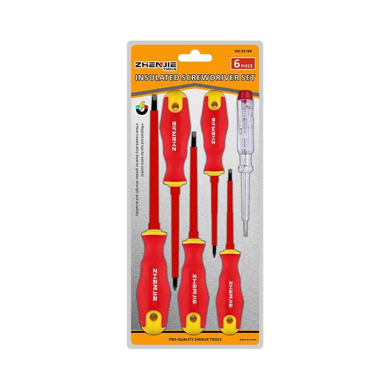 6 buah Set Obeng Berisolasi Slotted & Phillips CRV