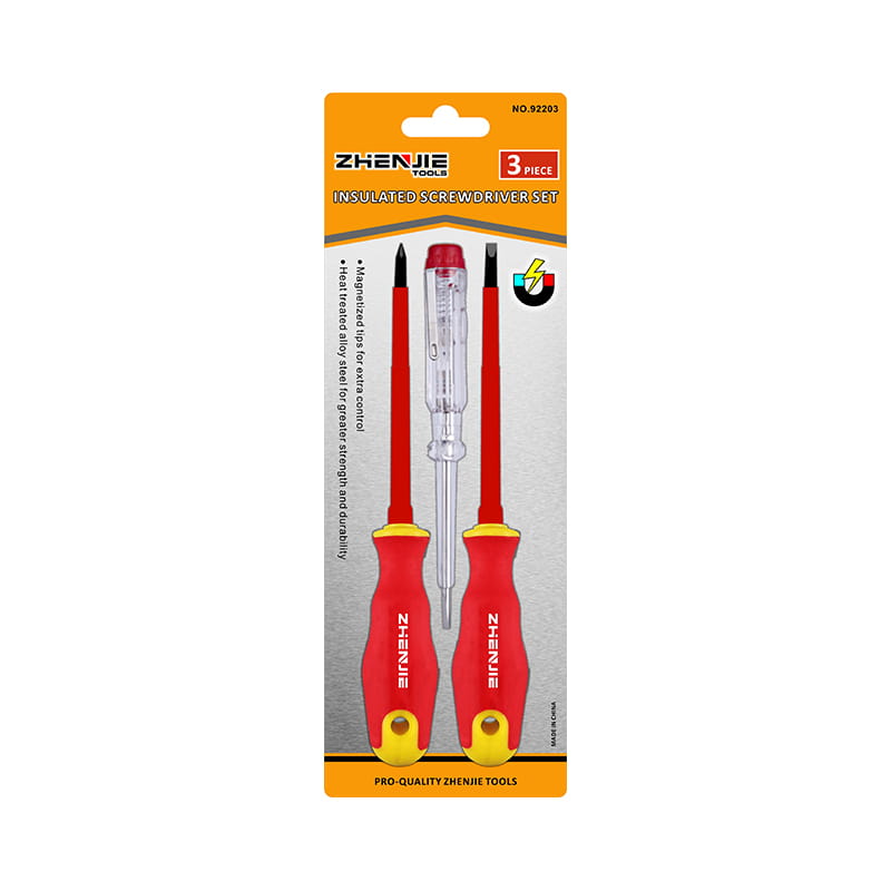 3 buah Set Obeng Berisolasi CRV Ujung Magnet Berlubang & Phillips