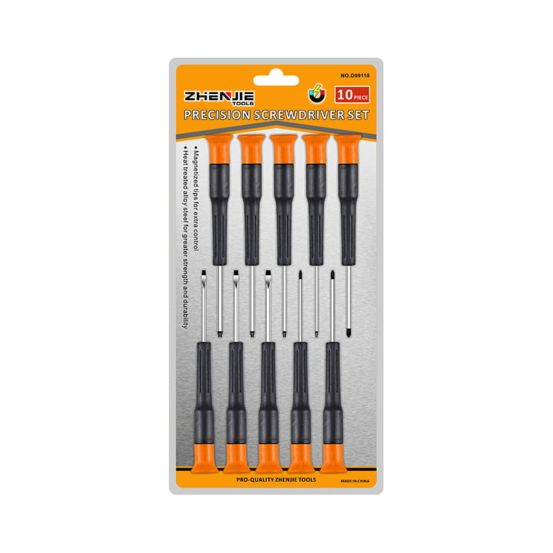 10 buah Set obeng presisi Phillips Torx CRV dengan pegangan yang dirancang secara ergonomis